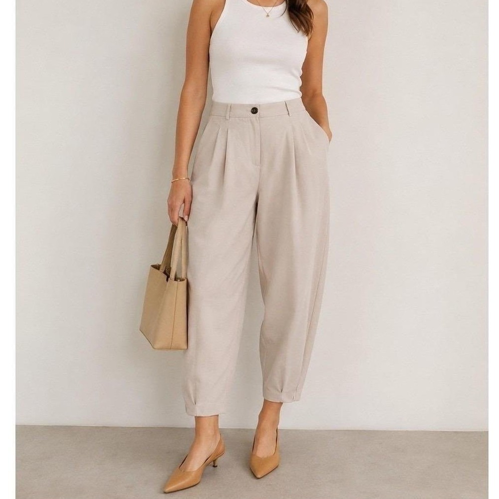 NWT Abercrombie & Fitch Sloane Pant Barrel Pleated Tapered Ankle Trouser 34 18R